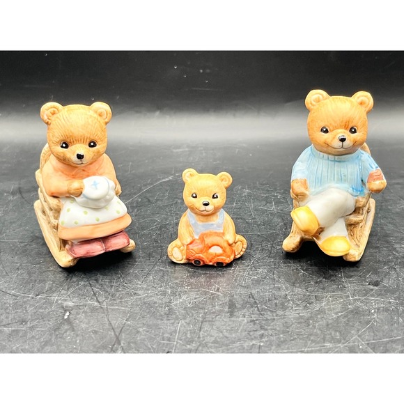 Homco Other - Vtg Set of 3 Homco Porcelain Teddy Bear Family Figurines Mother Father Baby 2.5"